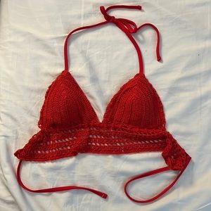 Red crochet top